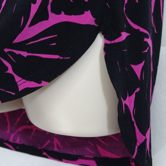 Worthington Black Purple Floral Print Top Women Size L Side Slits Work Casual - Picture 3 of 9
